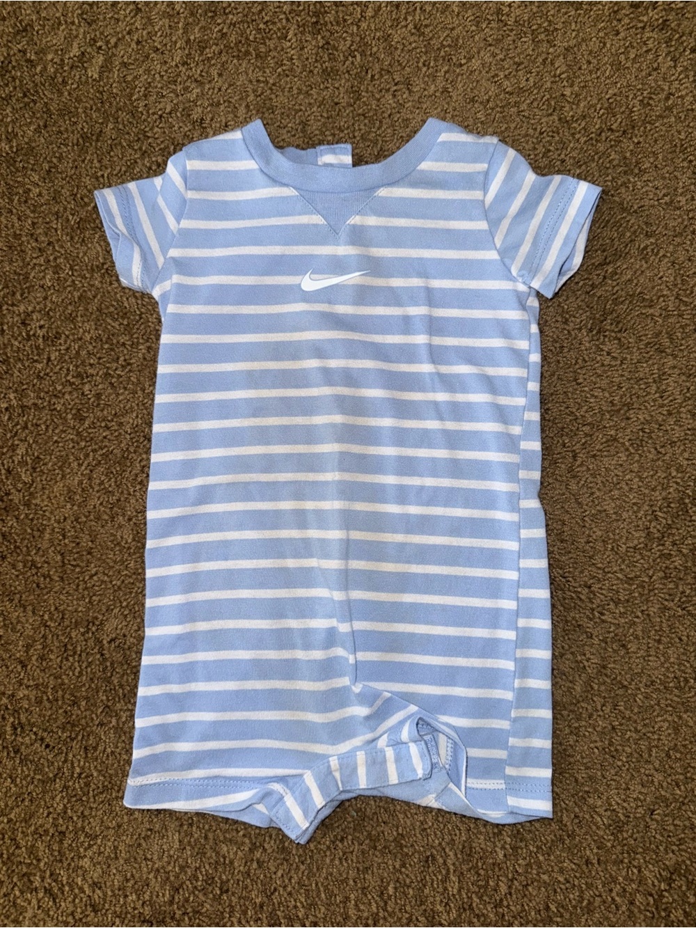 Nike Light Blue & White Striped Infant Romper